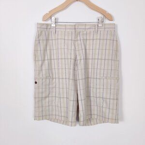 Adidas Men's Athletic Shorts in Cream Size 34 Plaid